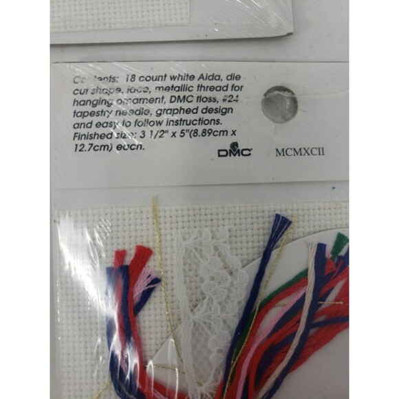 Lace Ornament Kits VTG 1992 Designs For The Needle Goose Cat Nap Santa NOS - Picture 13 of 16